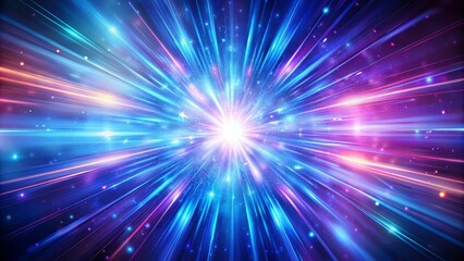 Abstract Blue and Pink Light Rays with Stars