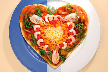 Appetizing Heart-shaped Pizza