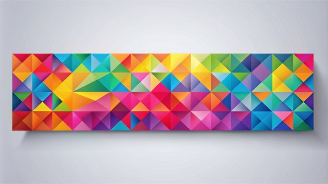 Abstract Colorful Geometric Banner with Gradient Triangles on White Background