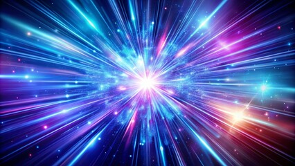 Abstract Cosmic Explosion with Bright Blue and Pink Light Streaks