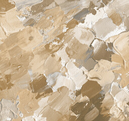 Art hand drawn watercolor and acrylic smear blot canvas painting wall. Abstract texture beige,...
