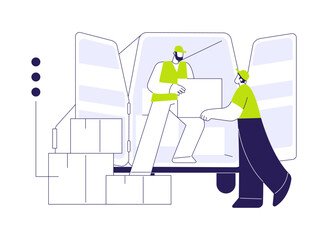 Truck loading abstract concept vector illustration.