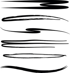 Fototapeta premium Variety of black brush stroke lines, suitable for artistic, design, or decor uses. 