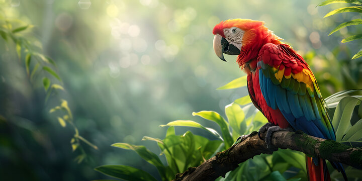 Bright parrot on a tree