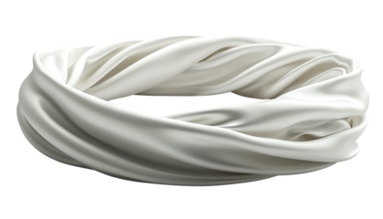 White cloth twisted in a circle on a white background. isolate on white background