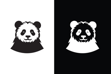 Panda icon. Simple illustration of cute panda vector icon black white