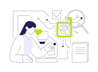 Circuit boards inspection abstract concept vector illustration.