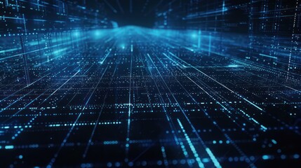 Obraz premium Abstract Digital Network with Blue Glowing Lines