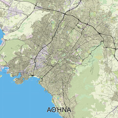 Athens, Greece map poster art