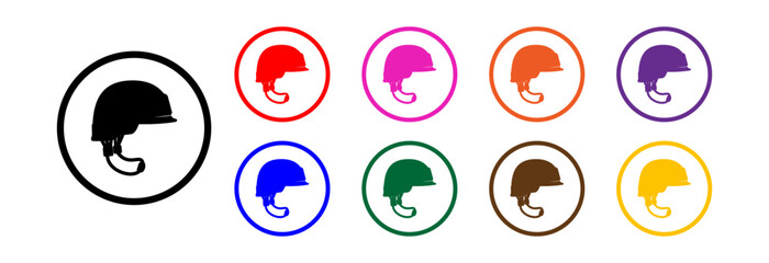 Combat helmet, set of icons in different colors on a white background.