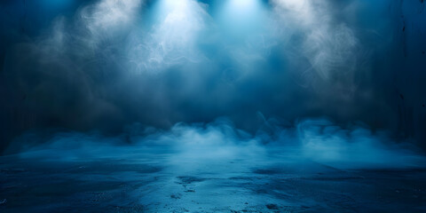 Blue empty room with haze