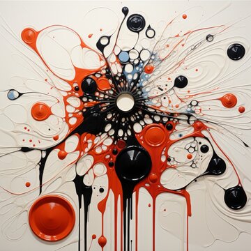 Abstract Art with Red and Black Drips