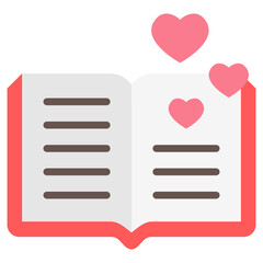 Romantic Book multi color icon. Use for international literacy day, education theme and more. modern concept, UI or UX kit, web and app development..