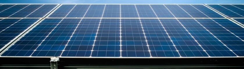 Close-up of solar panels absorbing sunlight, green energy, clean power
