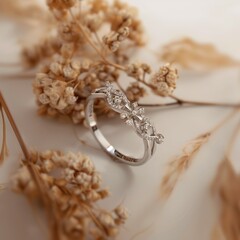 A beautiful ring on a neutral background