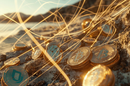 A minimalist scene showcasing the digital transformation of finance. Glowing lines morph traditional coins into digital currency, highlighting the shift towards a tech-driven financial future. - Powered by Adobe