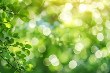 Obraz premium Blurred light spring background with defocused white bokeh for nature concept, boho style, high resolution photography 
