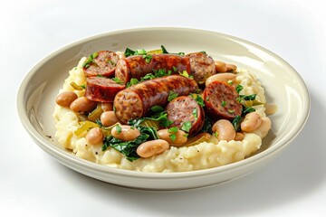 Rustic Chard and Beans Skillet with Fully Cooked Sausage