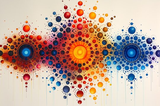 Vibrant dot mandala pattern with colorful dots and simple shapes