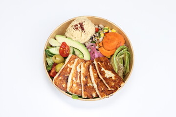 A food bowl, much like the name suggests, is a dish in which all of the ingredients are served in a bowl. 
