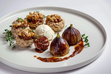 Luxurious Whole Roasted Figs with Goats' Cheese Ice Cream