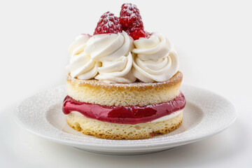Sumptuous Charlotte Russe Dessert with Raspberry Flavor and Whipped Cream Decoration