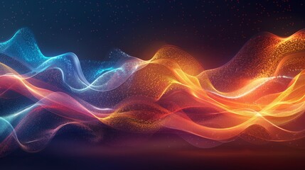 Obraz premium Abstract Orange, Purple, and Blue Wavy Digital Landscape