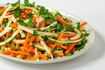 Zesty Chayote-Jicama Salad with Vibrant Lime Dressing and Fresh Red Onions