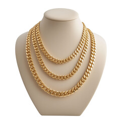 Gold necklace on mannequin