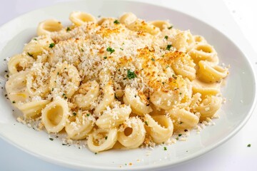 Decadent Macaroni and Cheese with Three Cheese Blend and Parmesan Topping