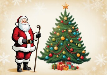 Fototapeta premium Festive Greetings with Santa Claus