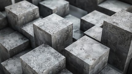 Concrete cubes in geometric arrangement, abstract background. Urban architecture and modern design concept