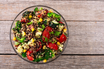 Fresh vegetable salad with quinoa