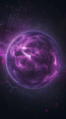 Obraz premium Glowing purple bubbles floating on a dark background