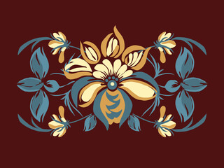 Beautiful stylized floral ornament. Flower symbol in yellow and blue colors.