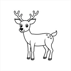 Cartoon funny deer on line art vector