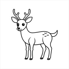 Cartoon funny deer on line art vector