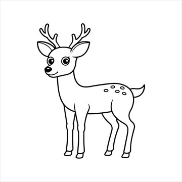 recommend clip art: Cartoon funny deer on line art vector