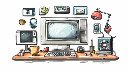 The image shows a vintage computer setup