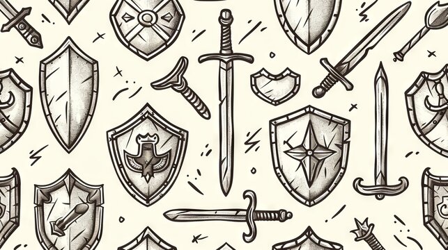 The pattern with the swords and shields.