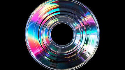 compact disc (CD) with a reflective, multi-colored surface.