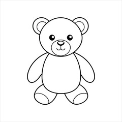Cartoon cute teddy bear sitting isolated line art vector