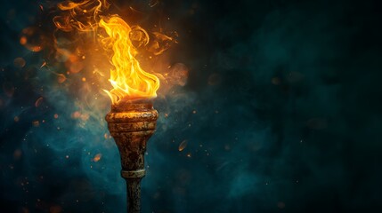  Olympic games Torch Flame background with copy space
