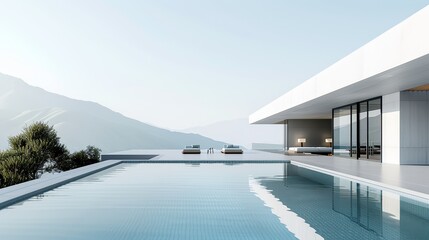 Obraz premium A modern, sleek pool surrounded by minimalist architecture
