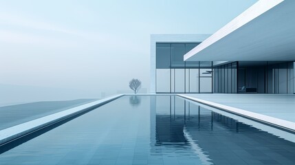 Obraz premium A modern, sleek pool surrounded by minimalist architecture