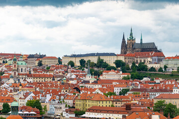 Obraz premium Landscape of Prague city at sunset