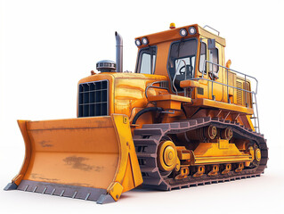 Obraz premium Yellow construction bulldozer isolated on a white background