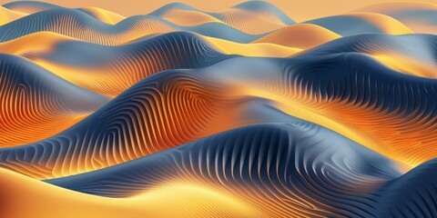 Fototapeta premium Abstract background with wavy patterns in blue and golden hues, resembling sea and sand