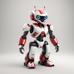 Adorable Red and White Robot Playful Robotics Concept