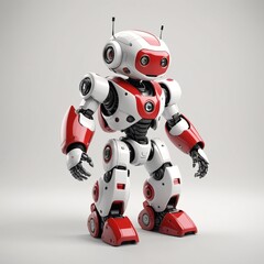 Adorable Red and White Robot Playful Robotics Concept